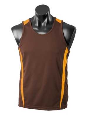 Mens Eureka Singlet Chocolate/Gold 2XL