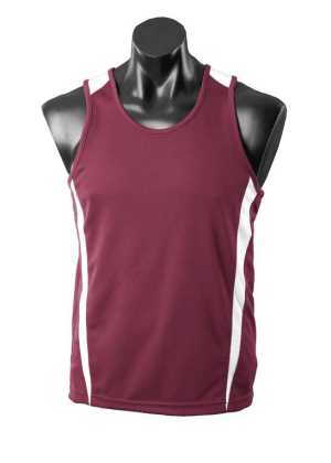 Mens Eureka Singlet Maroon/White 2XL