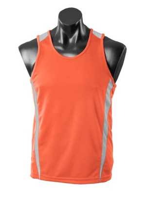 Eureka Mens Singlets Orange/Charcoal 2XL