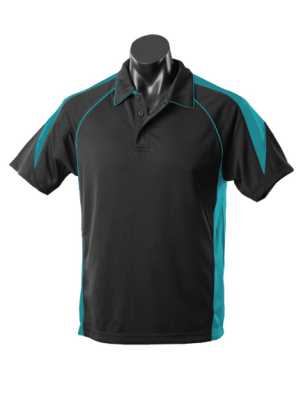 Premier Mens Polos Black/Teal 2XL