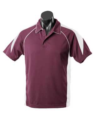 Premier Mens Polos Burgundy/White 2XL