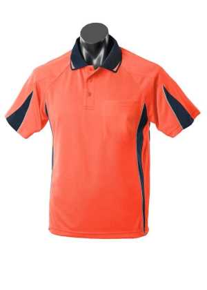 Eureka Mens Polos Orange/Navy 2XL