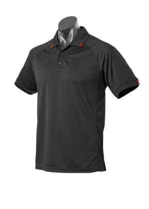 Flinders Mens Polos Black/Red 2XL