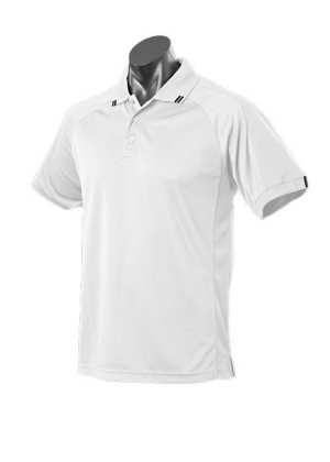 Flinders Mens Polos White/Navy 2XL