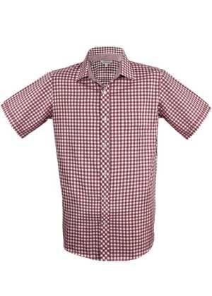 Mens Brighton Short Sleeve Shirt Claret Red 2XL