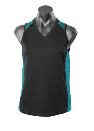 Premier Lady Singlets Black/Teal 10