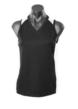 Premier Lady Singlets Black/White 10