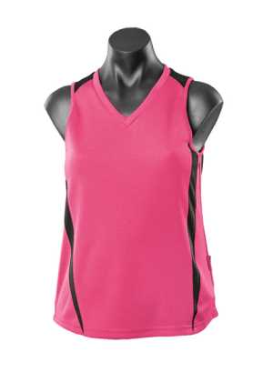 Ladies Eureka Singlet Hot Pink/Black 10
