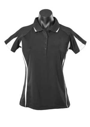 Ladies Eureka Polo Black/White/Ashe 10