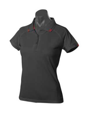 Flinders Lady Polos Black/Red 10