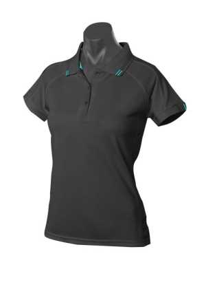 Flinders Lady Polos Black/Teal 10