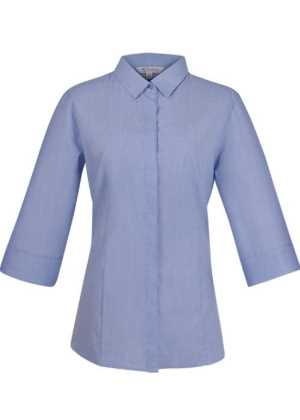 Grange Lady Shirt 3/4 Sleeve Mid Blue 10
