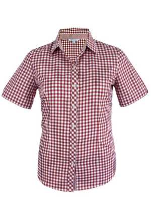 Ladies Brighton Short Sleeve Shirt Claret Red 10