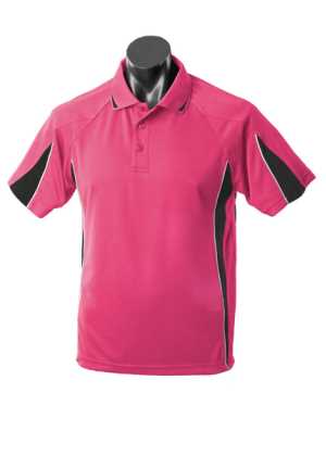 Eureka Kids Polo Hot Pink/Black/White 10