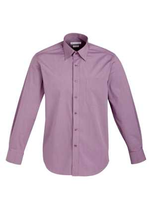 Mens Chevron Long Sleeve Shirt Grape L