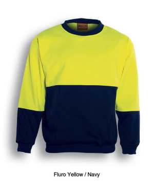 UNISEX ADULTS HI-VIS SLOPPY JOE Fluro Yelllow Navy 2XL