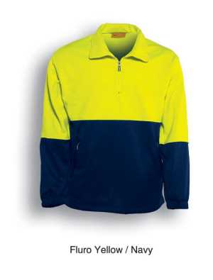 Adults Hi-Vis 1/2 Zip Fleece Yellow/Navy 2XL