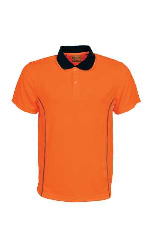 Hi-Vis Stitch Essentials Polo Fluoro Orange/Navy 2XL