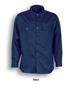 Cotton Drill Work Shirt L/S Navy 2XL