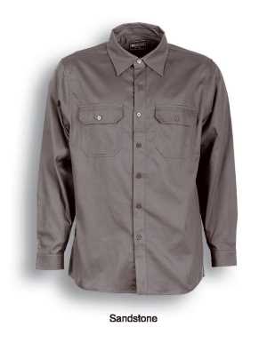 Cotton Drill Work Shirt L/S Sandstone 2XL