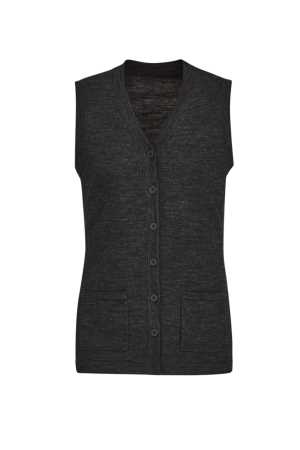 Womens Button Front Vest Charcoal 2XL