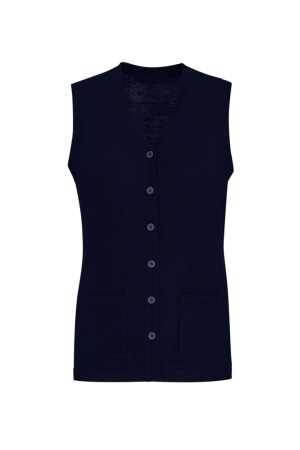 Womens Button Front Vest Navy 2XL