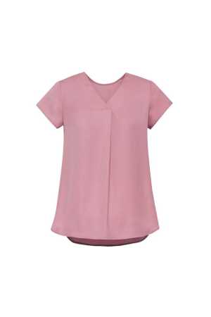 Womens Kayla V-neck Pleat Blouse Dusty Rose 10