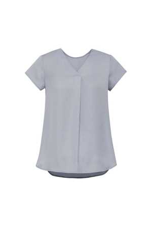Womens Kayla V-neck Pleat Blouse Silver 10