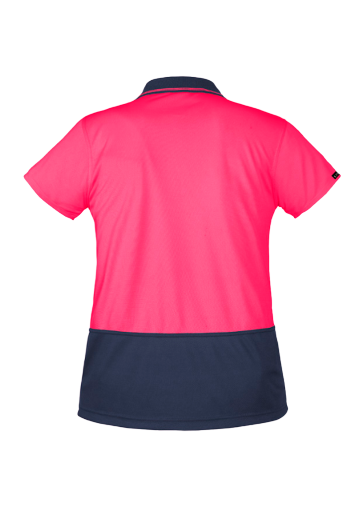 Womens Hi Vis Basic Short Sleeve Polo Pink/Navy
