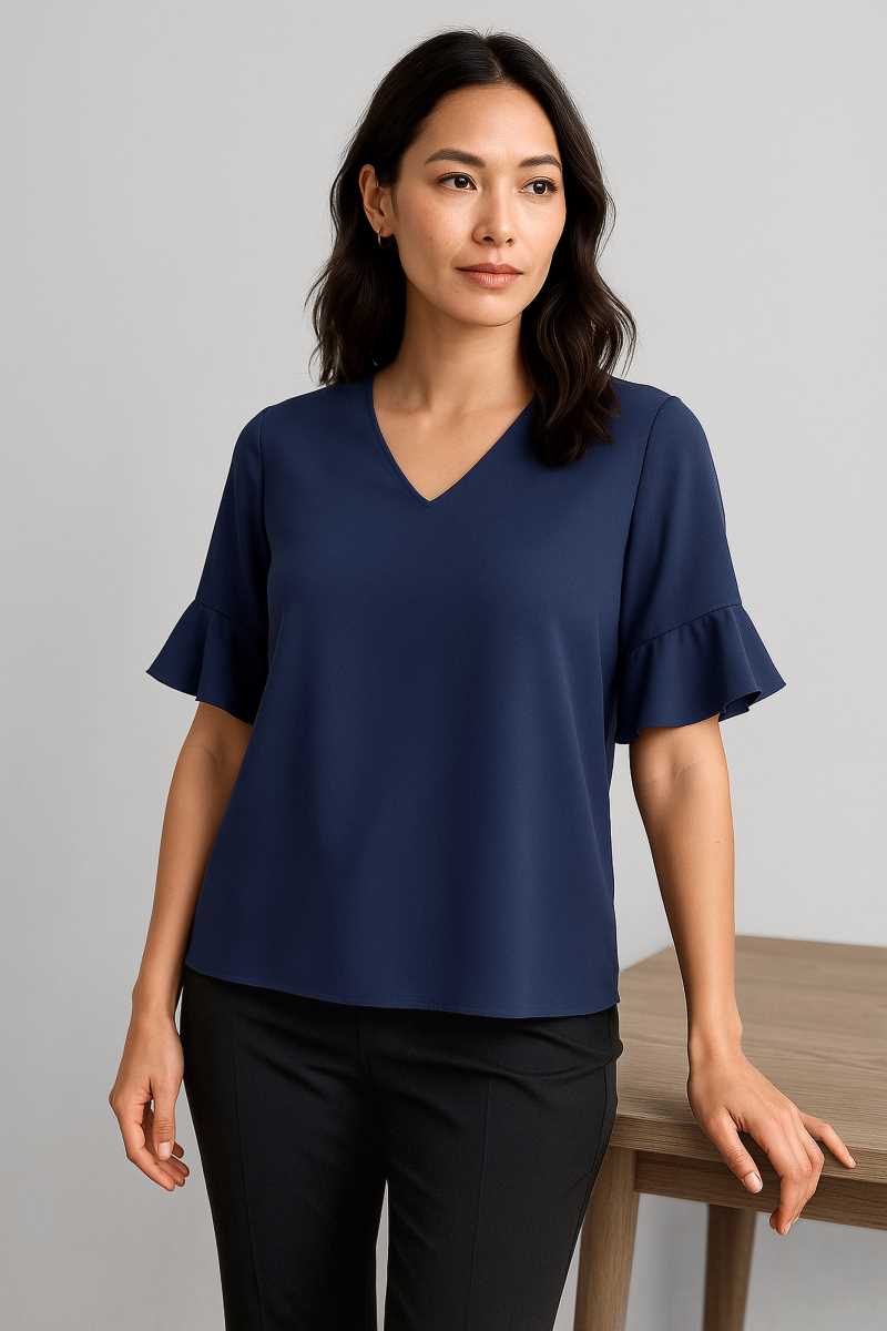 WOMENS ARIA FLUTED SLEEVE BLOUSE