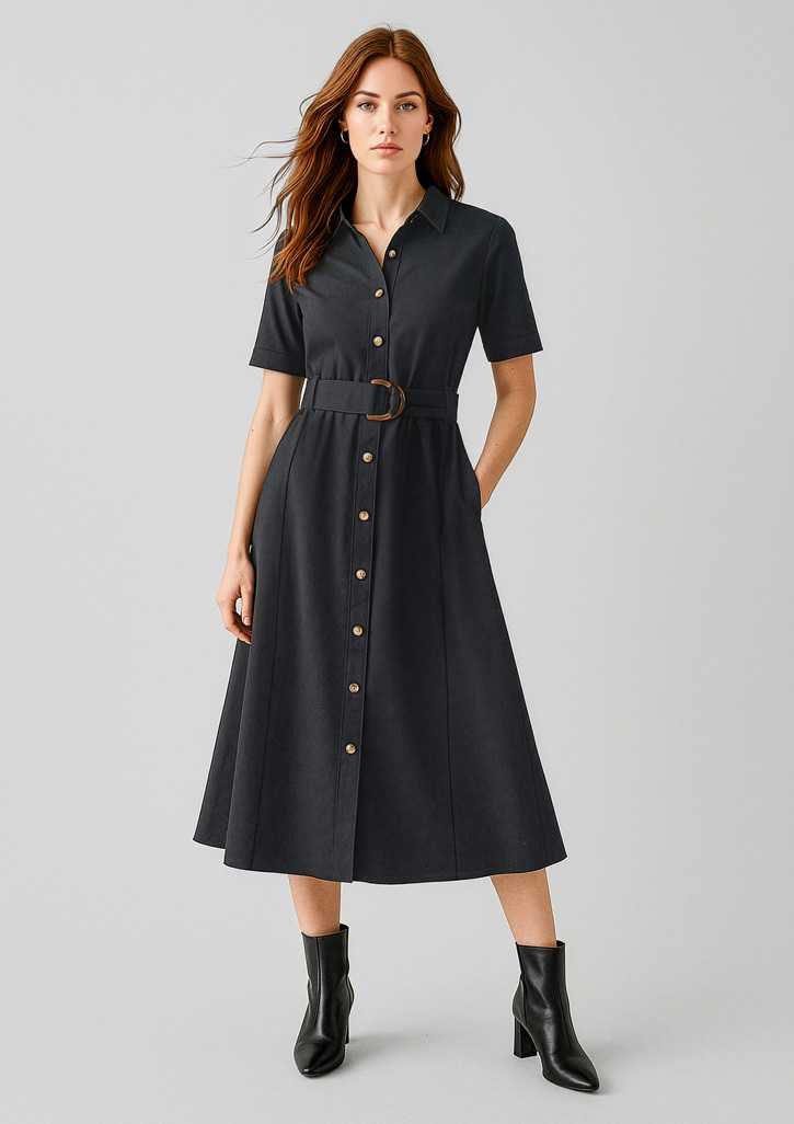Womens Adele Midi Dress Black