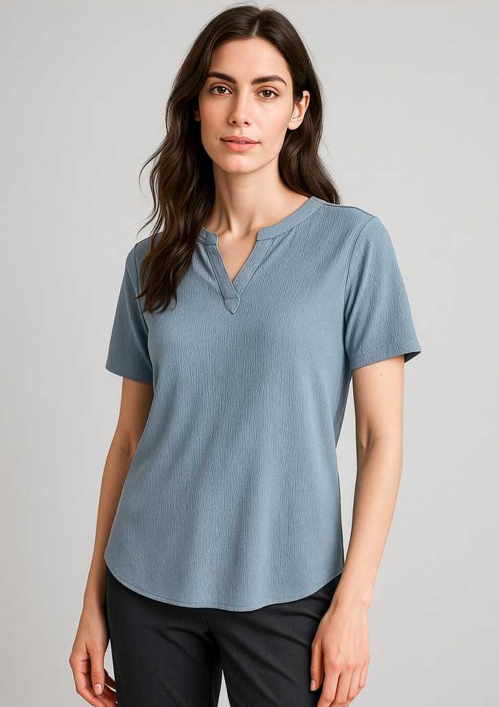 Womens Ruche Short Sleeve Blouse