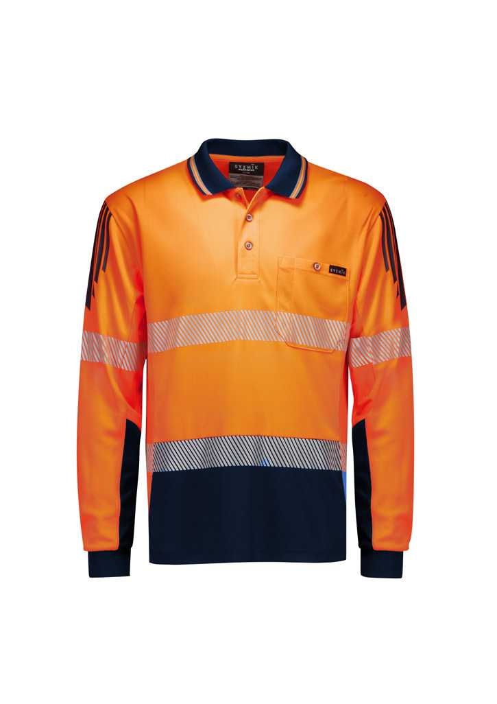 Mens Hi Vis Flux Taped Long Sleeve Polo