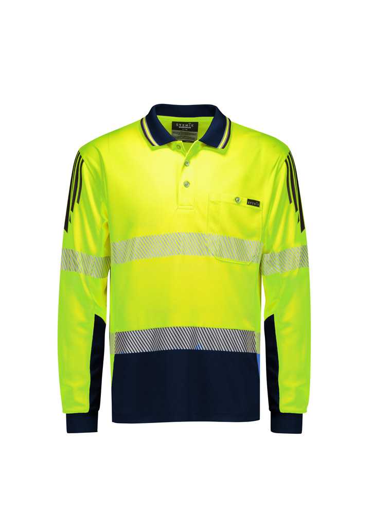 Mens Hi Vis Flux Taped Long Sleeve Polo