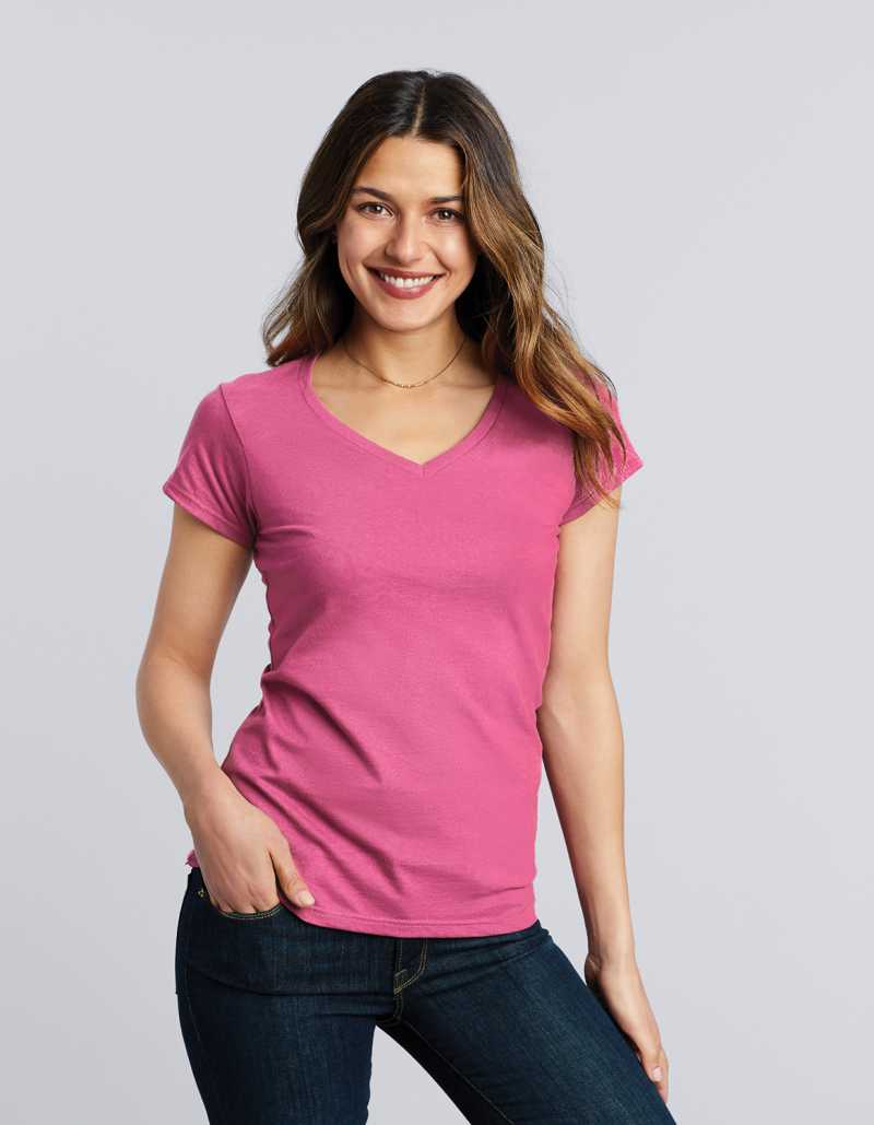 Soft Style Fitted Ladies V-Neck