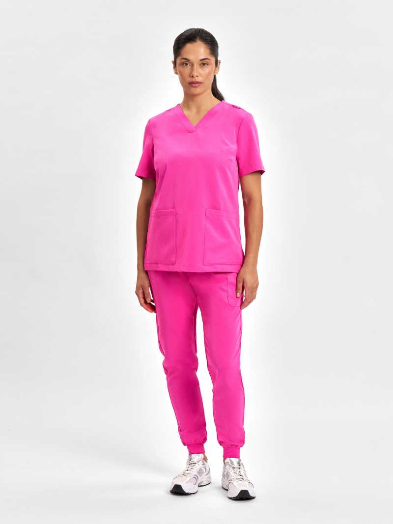 Womens Pink V-Neck Scrub Top Pink