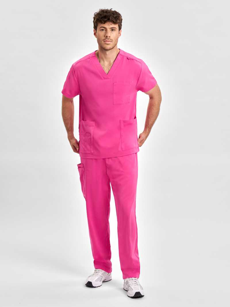 Unisex V-Neck Scrub Top Pink